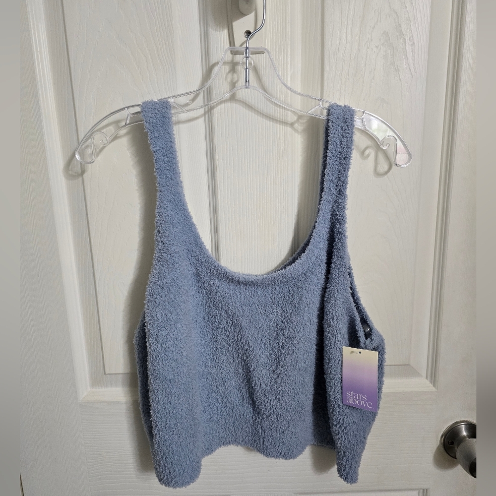 *SALE* Stars Above NWT Womens Fuzzy Cropped Tank Top Blue Size XL